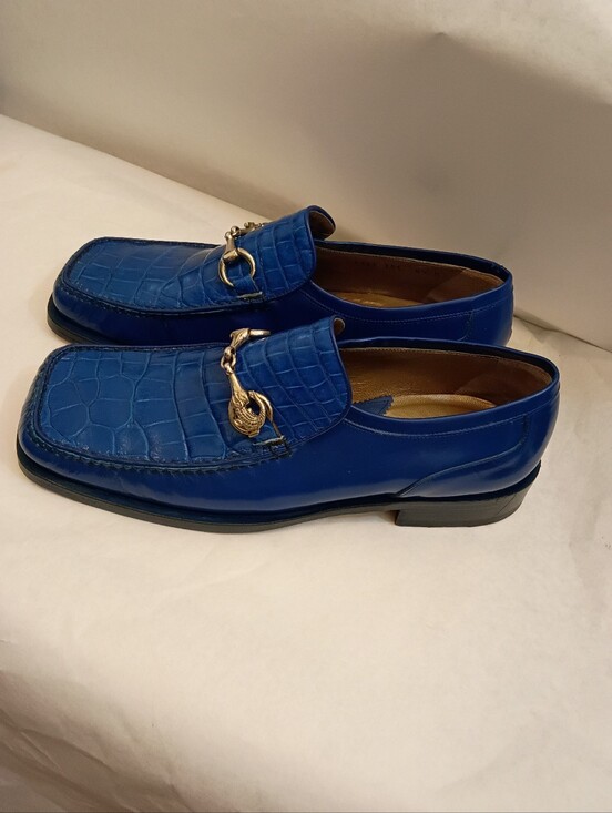 MAURI Luxury Made In ITALY Genuine Alligator Blue Loafer\'s  $ 2600